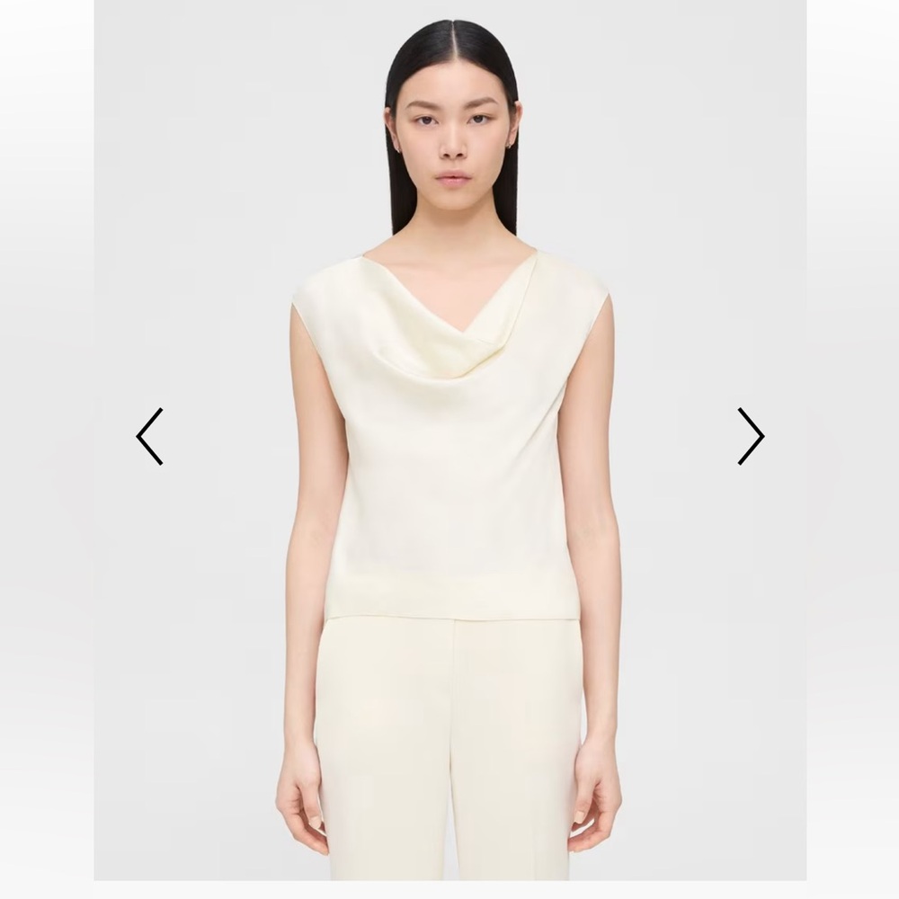 THEORY 
Cowl Neck Top in Crushed Satin 
Flat Ivory
Sz. L